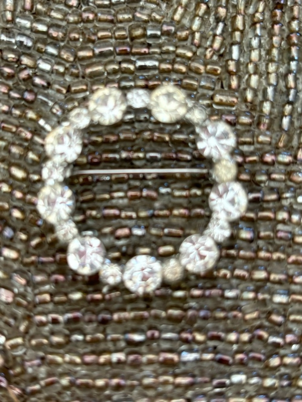 Vintage Crystal Circle Brooch Clear Crystal